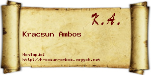 Kracsun Ambos névjegykártya